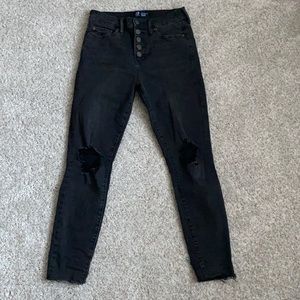 Black high rise destroyed jeans